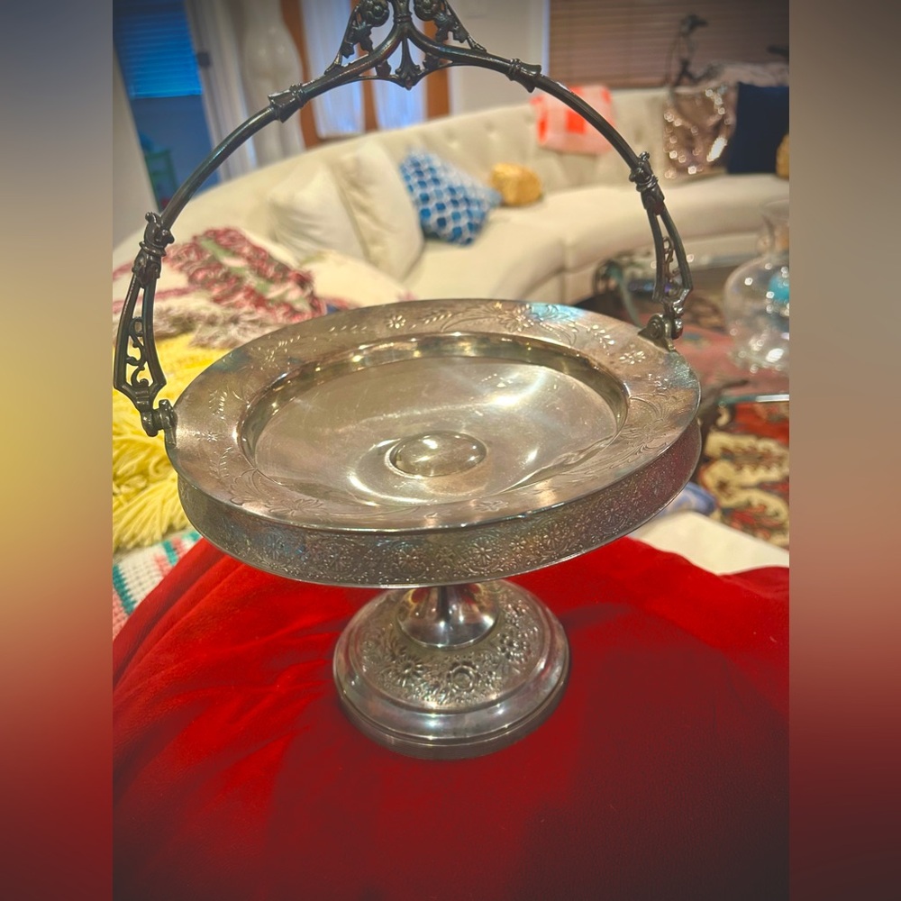1900s Antique Simpsons Hall Miller & Co - treble Silver Plate Bridal Basket
